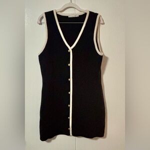 Abercrombie & Fitch Black Contrast Trim Sweater Vest Dress XL EUC Gold Buttons